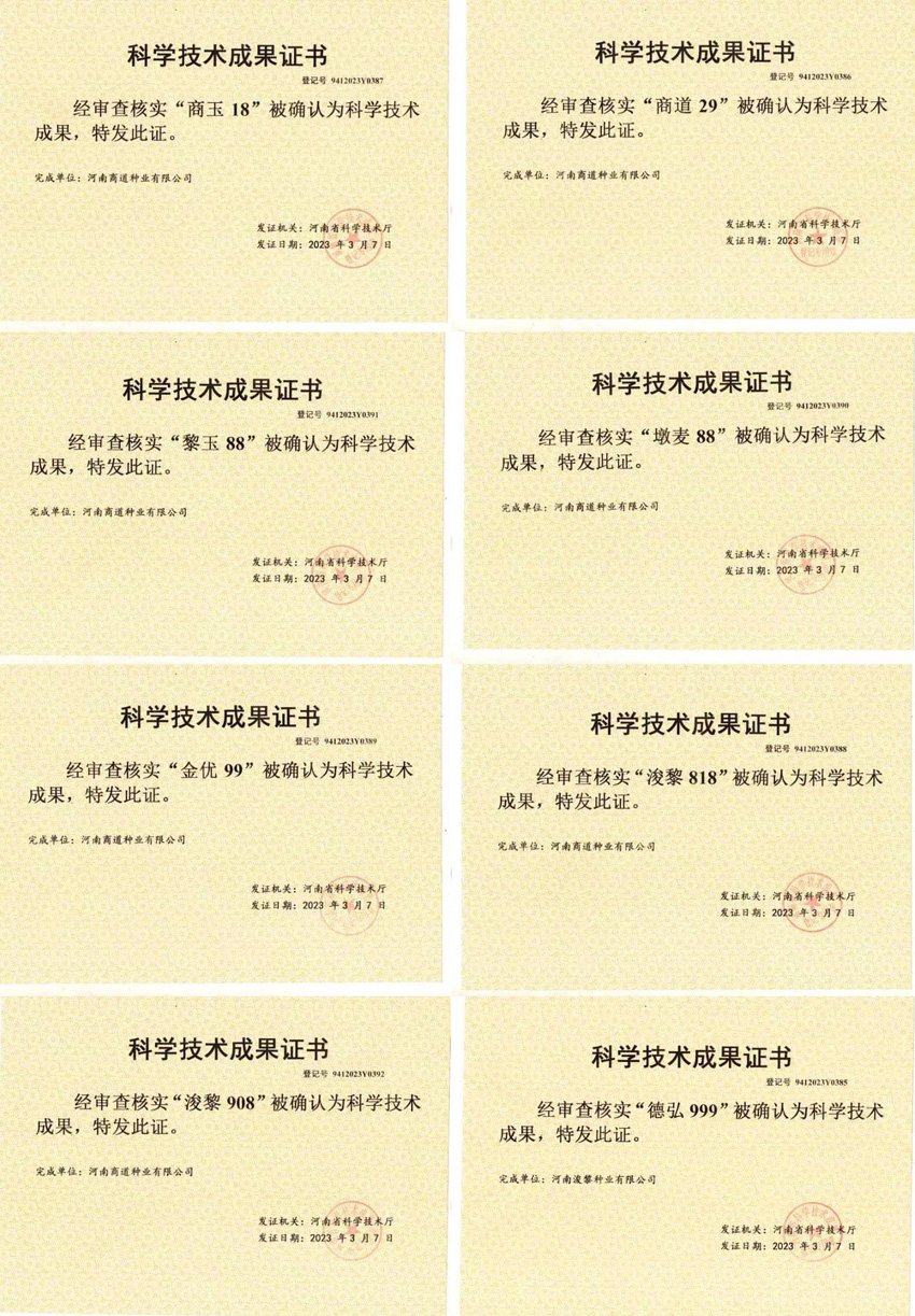 科学技术成果证书